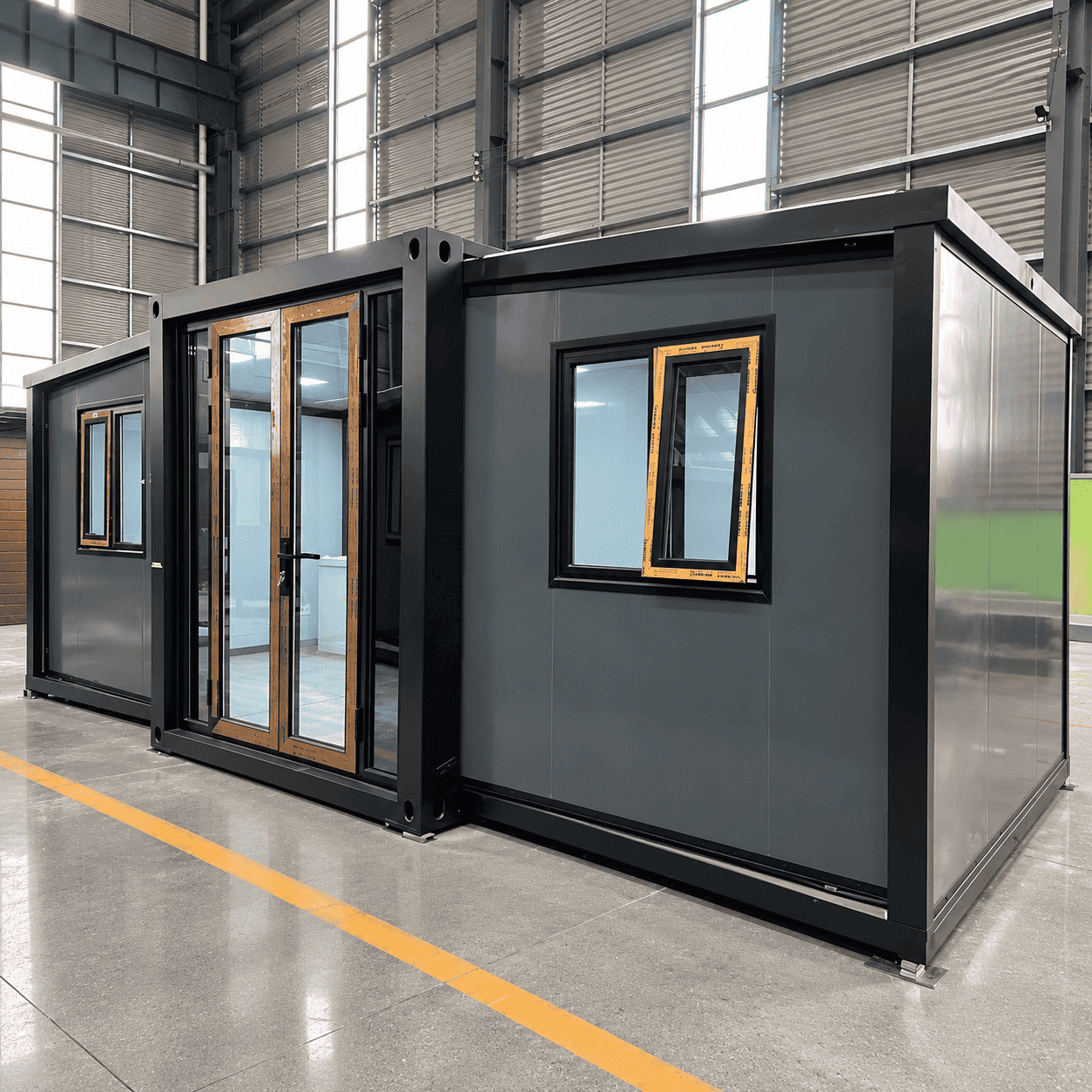 منزل حاوية قابلة للتوسيع مقاس 10 أقدام من Casa Box | لوحة الإطار الأسود الحديثة